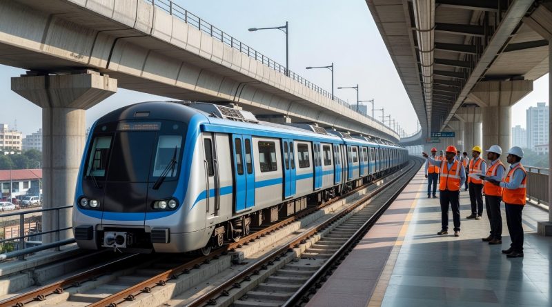 नई मेट्रो लाइन के ट्रायल रन का संपादकीय दृश्य
