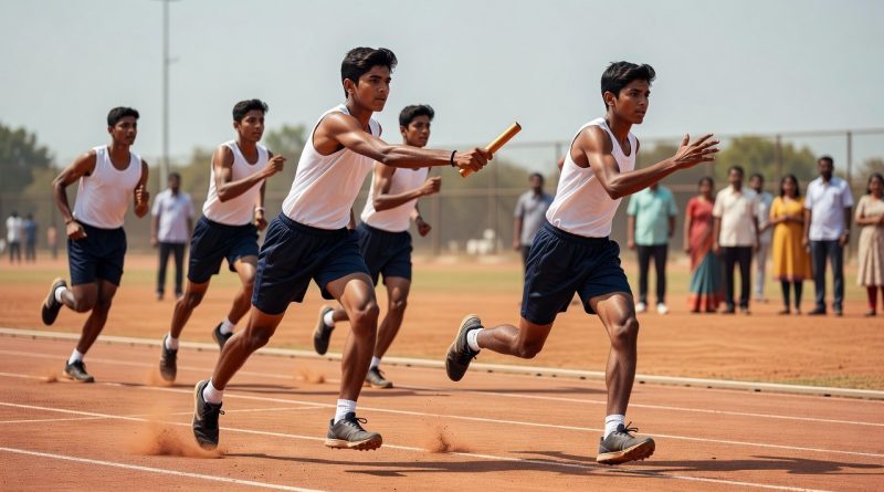 विद्यालय एथलेटिक्स प्रतियोगिता का संपादकीय दृश्य